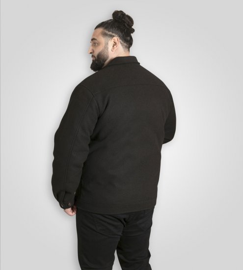 D555 Epsom Harrington Jacket with Zip Through Collared Melton Black - Giubbotti - Giubbotti Uomo Taglie Forti