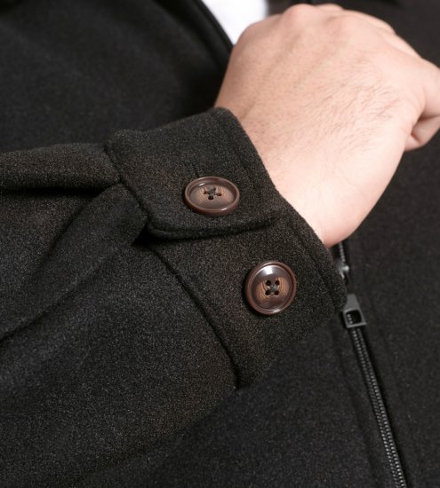 D555 Epsom Harrington Jacket with Zip Through Collared Melton Black - Giubbotti - Giubbotti Uomo Taglie Forti
