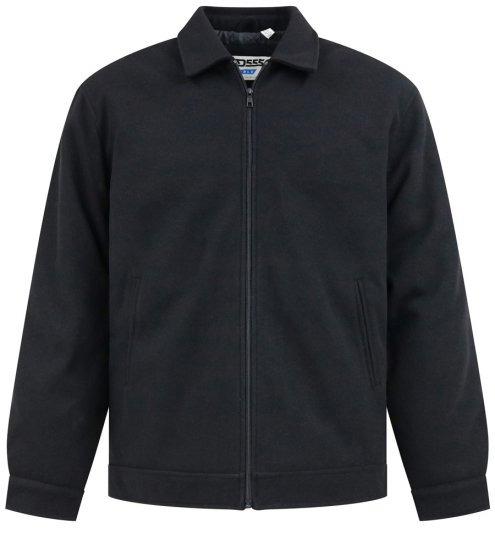 D555 Epsom Harrington Jacket with Zip Through Collared Melton Black - Giubbotti - Giubbotti Uomo Taglie Forti