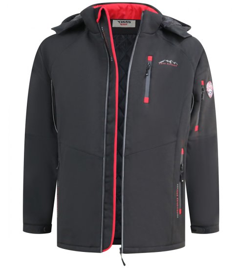 D555 Fretwell Padded Softshell Jacket with Detachable Hood Black - Giubbotti - Giubbotti Uomo Taglie Forti