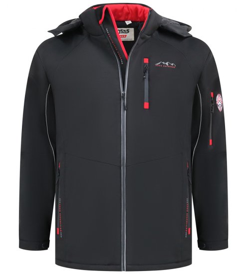 D555 Fretwell Padded Softshell Jacket with Detachable Hood Black - Giubbotti - Giubbotti Uomo Taglie Forti