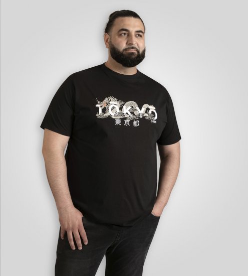 D555 Ginza Tokyo with Dragon Crew Neck T-shirt Black - Magliette - Magliette Uomo Taglie Forti