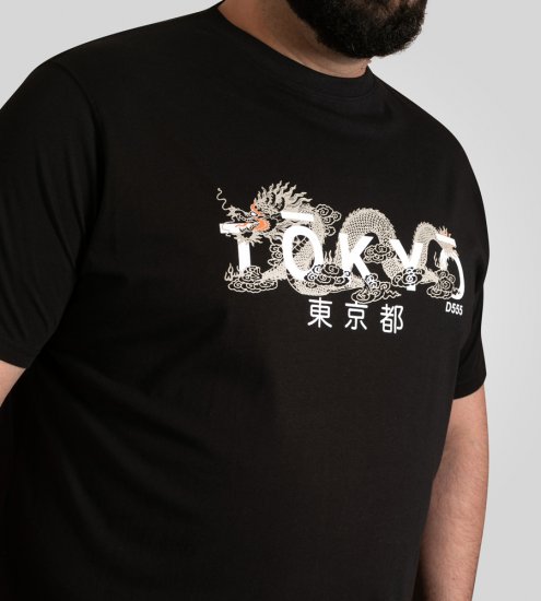 D555 Ginza Tokyo with Dragon Crew Neck T-shirt Black - Magliette - Magliette Uomo Taglie Forti