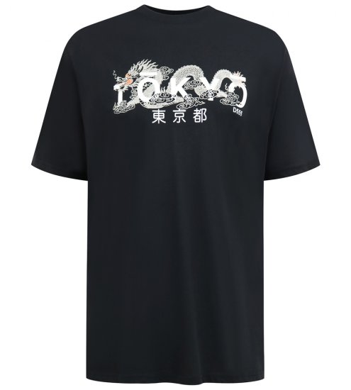 D555 Ginza Tokyo with Dragon Crew Neck T-shirt Black - Magliette - Magliette Uomo Taglie Forti