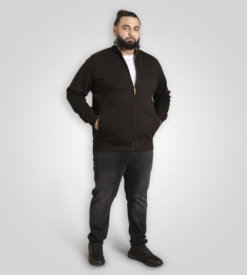 D555 Johnson Fleece Zip Through Sweatshirt with Chest Embroidery - Felpe & felpe con cappuccio - Felpe & Felpe con Cappuccio Uomo Taglie Forti