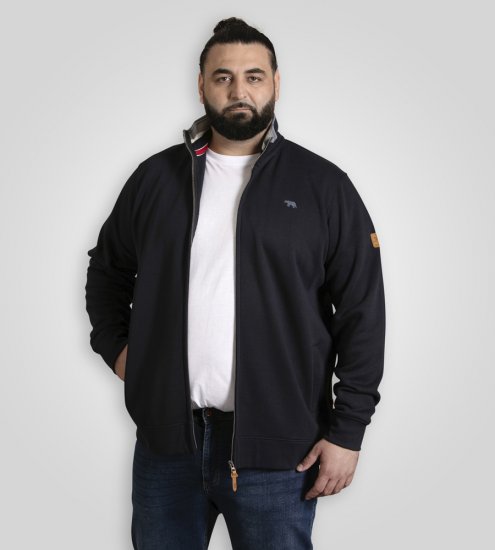 D555 Johnson Zip Through Fleece Sweatshirt with Chest Embroidery Navy - Felpe & felpe con cappuccio - Felpe & Felpe con Cappuccio Uomo Taglie Forti