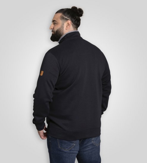 D555 Johnson Zip Through Fleece Sweatshirt with Chest Embroidery Navy - Felpe & felpe con cappuccio - Felpe & Felpe con Cappuccio Uomo Taglie Forti