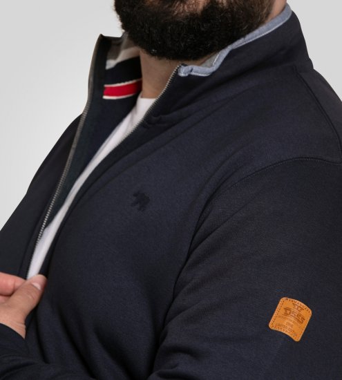 D555 Johnson Zip Through Fleece Sweatshirt with Chest Embroidery Navy - Felpe & felpe con cappuccio - Felpe & Felpe con Cappuccio Uomo Taglie Forti