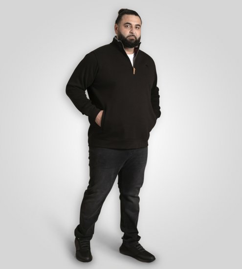 D555 Russel Fleece Sweatshirt with Chest Embroidery Black - Felpe & felpe con cappuccio - Felpe & Felpe con Cappuccio Uomo Taglie Forti