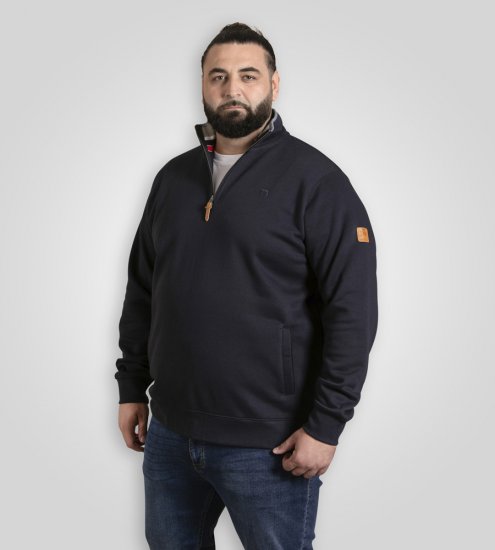 D555 Russel Zip Through Fleece Sweatshirt with Chest Embroidery Navy - Felpe & felpe con cappuccio - Felpe & Felpe con Cappuccio Uomo Taglie Forti