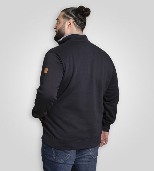 D555 Russel Zip Through Fleece Sweatshirt with Chest Embroidery Navy - Felpe & felpe con cappuccio - Felpe & Felpe con Cappuccio Uomo Taglie Forti