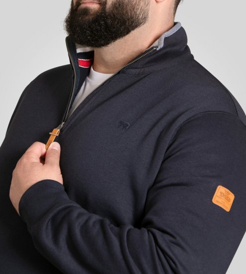 D555 Russel Zip Through Fleece Sweatshirt with Chest Embroidery Navy - Felpe & felpe con cappuccio - Felpe & Felpe con Cappuccio Uomo Taglie Forti