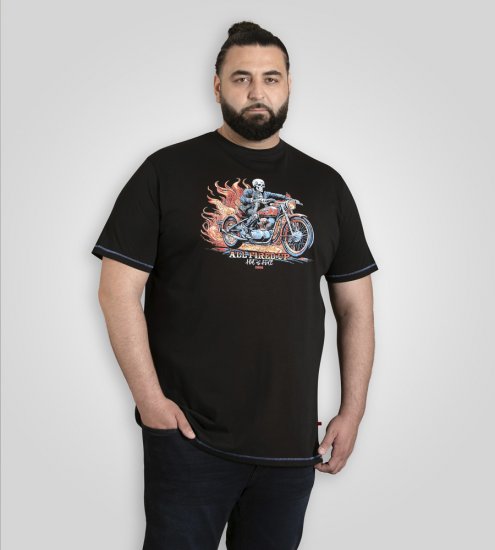 D555 Dewsbury Skeleton on Bike Crew Neck T-Shirt Black - Magliette - Magliette Uomo Taglie Forti