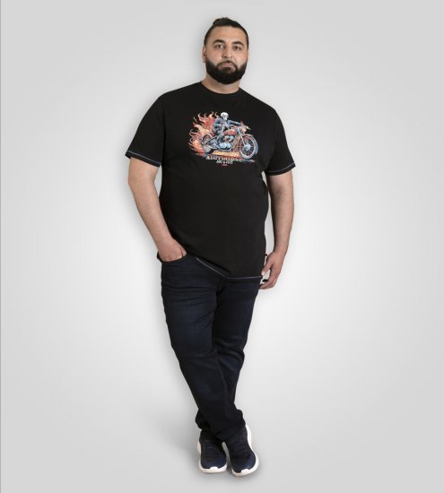 D555 Dewsbury Skeleton on Bike Crew Neck T-Shirt Black - Magliette - Magliette Uomo Taglie Forti