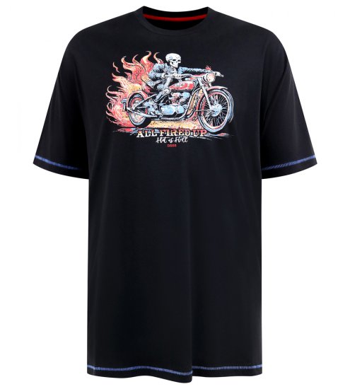 D555 Dewsbury Skeleton on Bike Crew Neck T-Shirt Black - Magliette - Magliette Uomo Taglie Forti