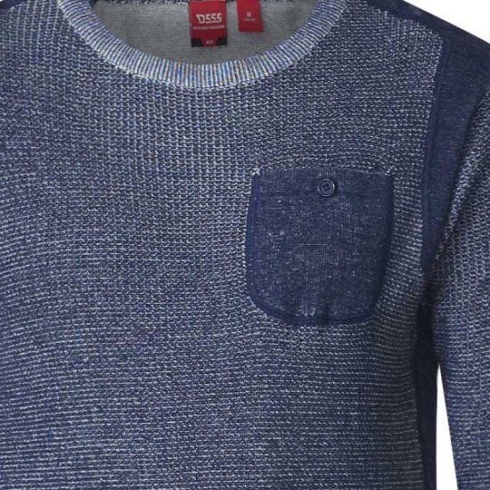 D555 Bryson Crewneck Sweater with Pocket Navy - Felpe & felpe con cappuccio - Felpe & Felpe con Cappuccio Uomo Taglie Forti