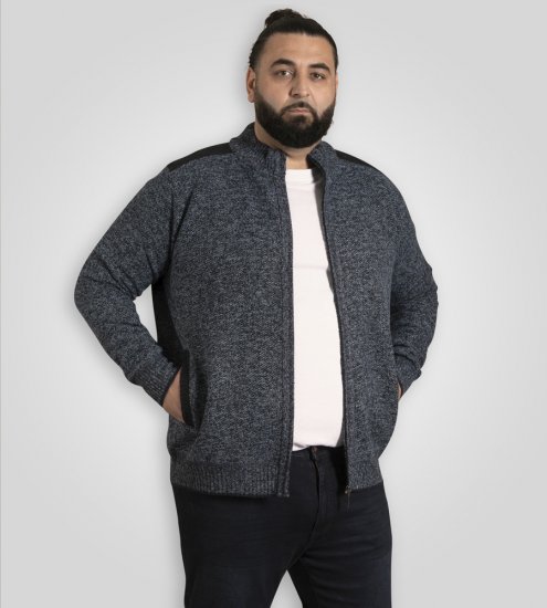 D555 Dereham 1 Cardigan lavorato a maglia con zip e fodera blu navy - Felpe & felpe con cappuccio - Felpe & Felpe con Cappuccio Uomo Taglie Forti