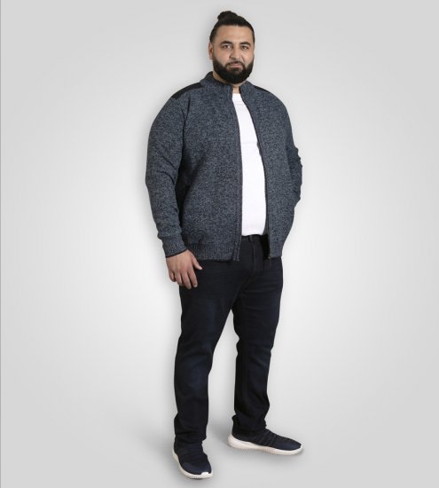 D555 Dereham 1 Cardigan lavorato a maglia con zip e fodera blu navy - Felpe & felpe con cappuccio - Felpe & Felpe con Cappuccio Uomo Taglie Forti