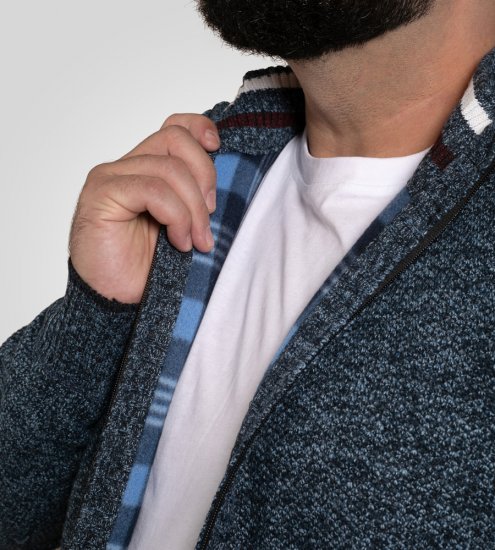 D555 Dereham 1 Cardigan lavorato a maglia con zip e fodera blu navy - Felpe & felpe con cappuccio - Felpe & Felpe con Cappuccio Uomo Taglie Forti