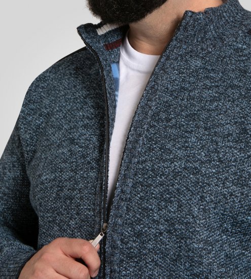 D555 Dereham 1 Cardigan lavorato a maglia con zip e fodera blu navy - Felpe & felpe con cappuccio - Felpe & Felpe con Cappuccio Uomo Taglie Forti