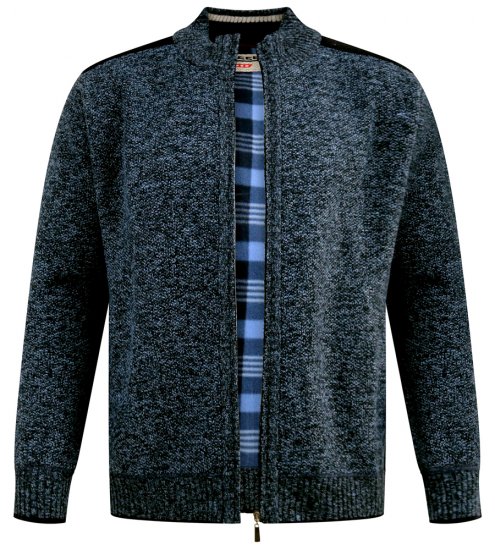 D555 Dereham 1 Cardigan lavorato a maglia con zip e fodera blu navy - Felpe & felpe con cappuccio - Felpe & Felpe con Cappuccio Uomo Taglie Forti