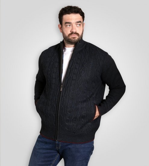 D555 Gillingham Cardigan lavorato a maglia con zip e fodera blu navy - Felpe & felpe con cappuccio - Felpe & Felpe con Cappuccio Uomo Taglie Forti