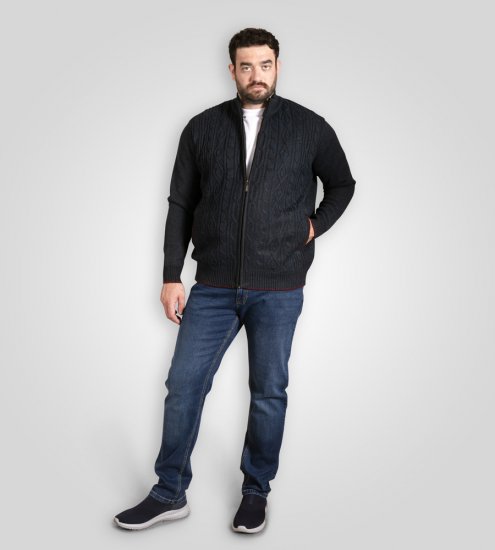 D555 Gillingham Cardigan lavorato a maglia con zip e fodera blu navy - Felpe & felpe con cappuccio - Felpe & Felpe con Cappuccio Uomo Taglie Forti