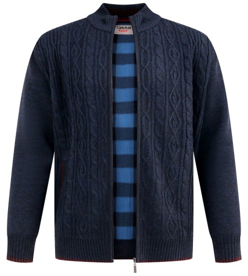 D555 Gillingham Cardigan lavorato a maglia con zip e fodera blu navy - Felpe & felpe con cappuccio - Felpe & Felpe con Cappuccio Uomo Taglie Forti