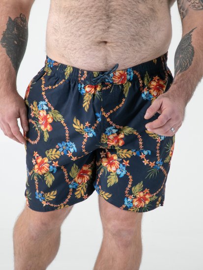 D555 Dawson AO Costume Da Bagno Hawaiano Con Stampa Blu Navy - Intimo & costumi da bagno - Intimo Taglie Forti Uomo