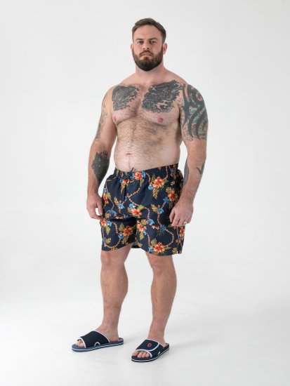 D555 Dawson AO Costume Da Bagno Hawaiano Con Stampa Blu Navy - Intimo & costumi da bagno - Intimo Taglie Forti Uomo