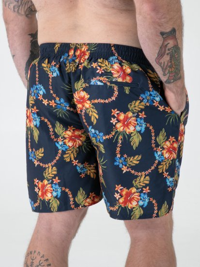 D555 Dawson AO Costume Da Bagno Hawaiano Con Stampa Blu Navy - Intimo & costumi da bagno - Intimo Taglie Forti Uomo