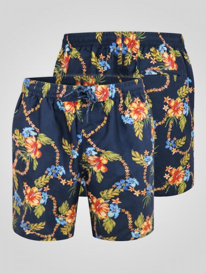 D555 Dawson AO Costume Da Bagno Hawaiano Con Stampa Blu Navy - Intimo & costumi da bagno - Intimo Taglie Forti Uomo