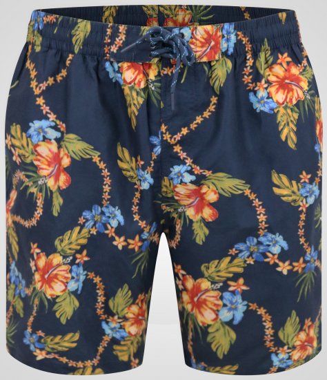 D555 Dawson AO Costume Da Bagno Hawaiano Con Stampa Blu Navy - Intimo & costumi da bagno - Intimo Taglie Forti Uomo