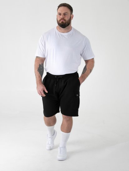 D555 Robinson 1 Shorts Cargo In Felpa Con Vita Elasticizzata Neri - Pantaloni & pantaloncini tuta - Pantaloni Tuta Uomo Taglie Forti