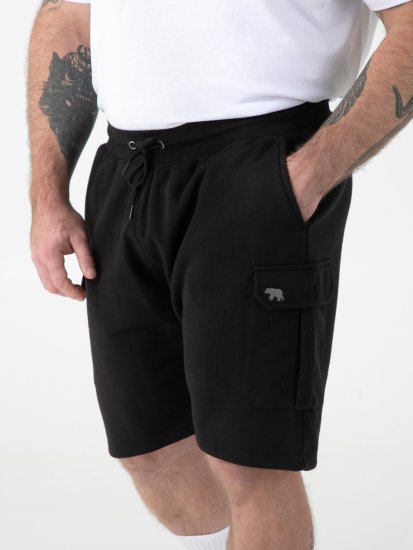 D555 Robinson 1 Shorts Cargo In Felpa Con Vita Elasticizzata Neri - Pantaloni & pantaloncini tuta - Pantaloni Tuta Uomo Taglie Forti
