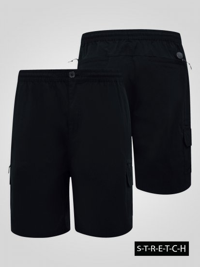 D555 Thomas Shorts Elasticizzati Con Vita Completamente Elasticizzata Neri - Shorts - Pantaloncini Uomo Taglie Forti