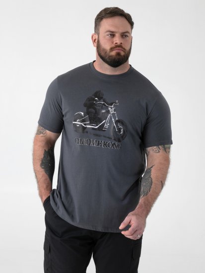 D555 Craig Gorilla Biker T-shirt Con Stampa Grigio Scuro - Magliette - Magliette Uomo Taglie Forti