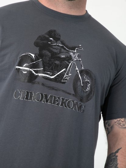 D555 Craig Gorilla Biker T-shirt Con Stampa Grigio Scuro - Magliette - Magliette Uomo Taglie Forti