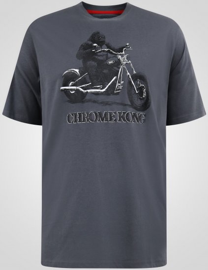 D555 Craig Gorilla Biker T-shirt Con Stampa Grigio Scuro - Magliette - Magliette Uomo Taglie Forti