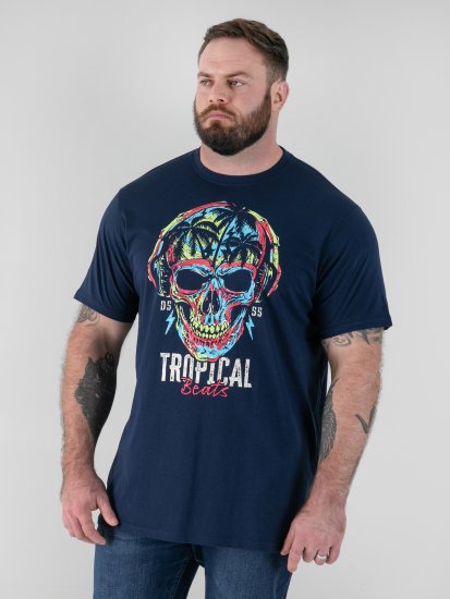 D555 Linton Tropical Skull T-shirt Con Stampa Blu Navy - Magliette - Magliette Uomo Taglie Forti