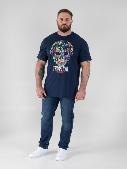 D555 Linton Tropical Skull T-shirt Con Stampa Blu Navy - Magliette - Magliette Uomo Taglie Forti