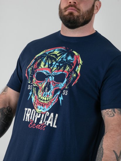 D555 Linton Tropical Skull T-shirt Con Stampa Blu Navy - Magliette - Magliette Uomo Taglie Forti
