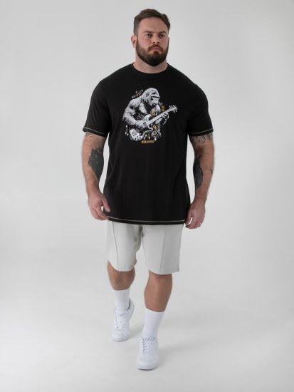D555 Macfarlan Gorilla Playing Guitar T-shirt Con Stampa Nera - Tutti i modelli - Taglie Forti Uomo 2XL-14XL