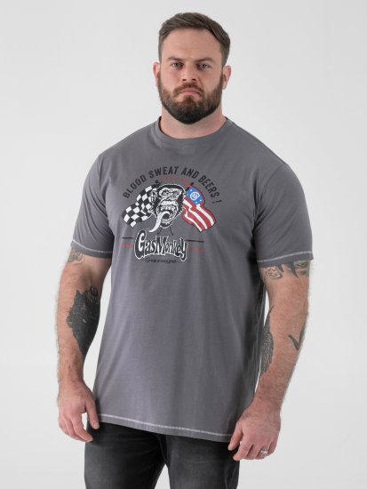 D555 Jasper Official Gas Monkey T-shirt Con Stampa Grigio - Magliette - Magliette Uomo Taglie Forti