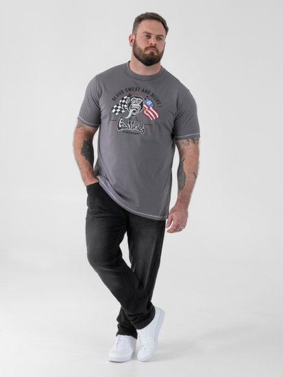D555 Jasper Official Gas Monkey T-shirt Con Stampa Grigio - Magliette - Magliette Uomo Taglie Forti