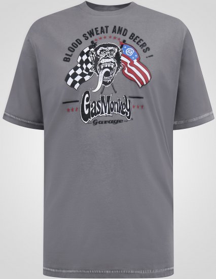 D555 Jasper Official Gas Monkey T-shirt Con Stampa Grigio - Magliette - Magliette Uomo Taglie Forti
