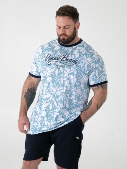 D555 Shoreham AO Venice Beach T-shirt Girocollo Con Stampa Blu - Magliette - Magliette Uomo Taglie Forti