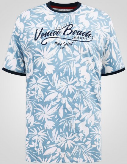 D555 Shoreham AO Venice Beach T-shirt Girocollo Con Stampa Blu - Magliette - Magliette Uomo Taglie Forti