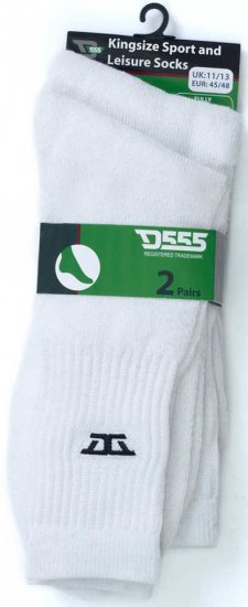 D555 Logan Sports And Leisure Socks 2-Pack White - Intimo & costumi da bagno - Intimo Taglie Forti Uomo