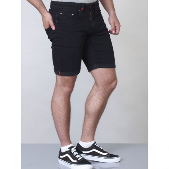 D555 Jude Stretch Denim Shorts Black - Shorts - Pantaloncini Uomo Taglie Forti